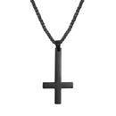 Black Upside Down Cross Necklace Inverted