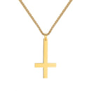 Gold Upside Down Cross Necklace Inverted