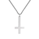 Silver Upside Down Cross Necklace Inverted