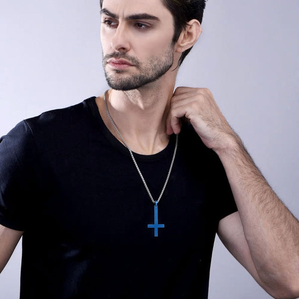 Buy U7 Vintage Silver Black Metal Inverted Cross Pendant Necklace for Men  and Women at Amazon.in