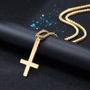 Gold Upside Down Cross Necklace Inverted