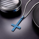 Blue Upside Down Cross Necklace Inverted