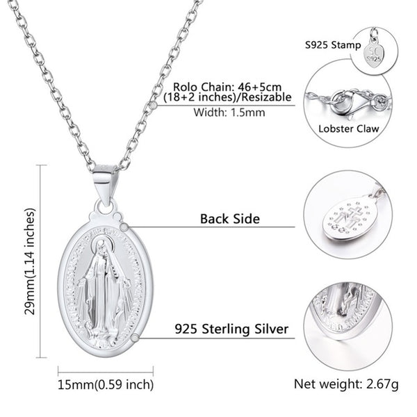 Cottvott Catholic Our Lady of Medalla Milagrosa Virgin of Rays Stainless  Steel Oval Only Pendant for Necklace DIY Jewelry Making - AliExpress