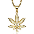 Weed Necklace Gold Iced Out - Marijuana Necklace