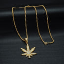 Weed Necklace Gold Iced Out - Marijuana Necklace