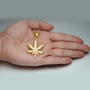 Weed Necklace Gold Iced Out - Marijuana Necklace