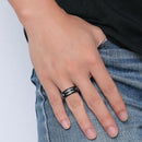 Wire Rope Inlay Black Titanium Ring for Men