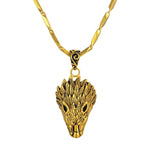 Wolf Necklace for Men - Stainless Steel - 18K Gold Plated