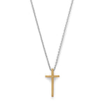 Womens Cross Necklace in Sterling Silver - 14K Gold Plated