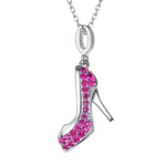 High Heel Shoe Necklace w/ pink cz