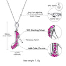 Womens High Heel Shoe Pendant Necklace Silver Pink