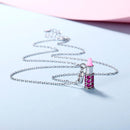 Womens Lipstick Pendant Necklace w/ Pink CZ