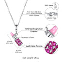 Pink Lipstick Necklace Sterling Silver