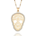 Womens Skull Necklace Gold Pendant Cut Out