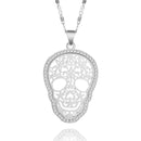 Womens Skull Necklace Silver Pendant Cut Out