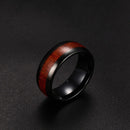 Wood Inlay Black Tungsten Carbide Ring for Men